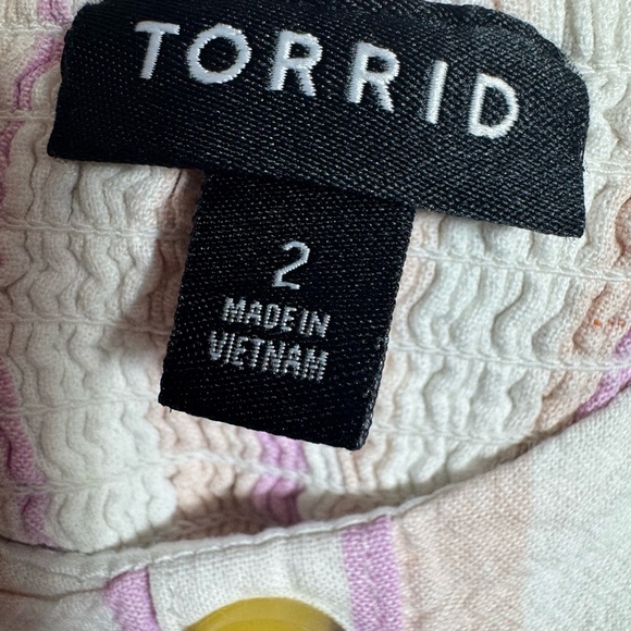 Torrid linen cotton Pastel Striped Midi Dress with pockets - Picture 4 of 7